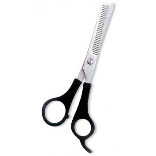 Thinning Scissor. One Blade Teeth. Plastic Handle. Satin Finish.