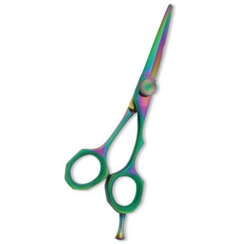 Professional Hair Cutting Scissor with razor edge. Multicolor Coating. Three Rings with screw adjust